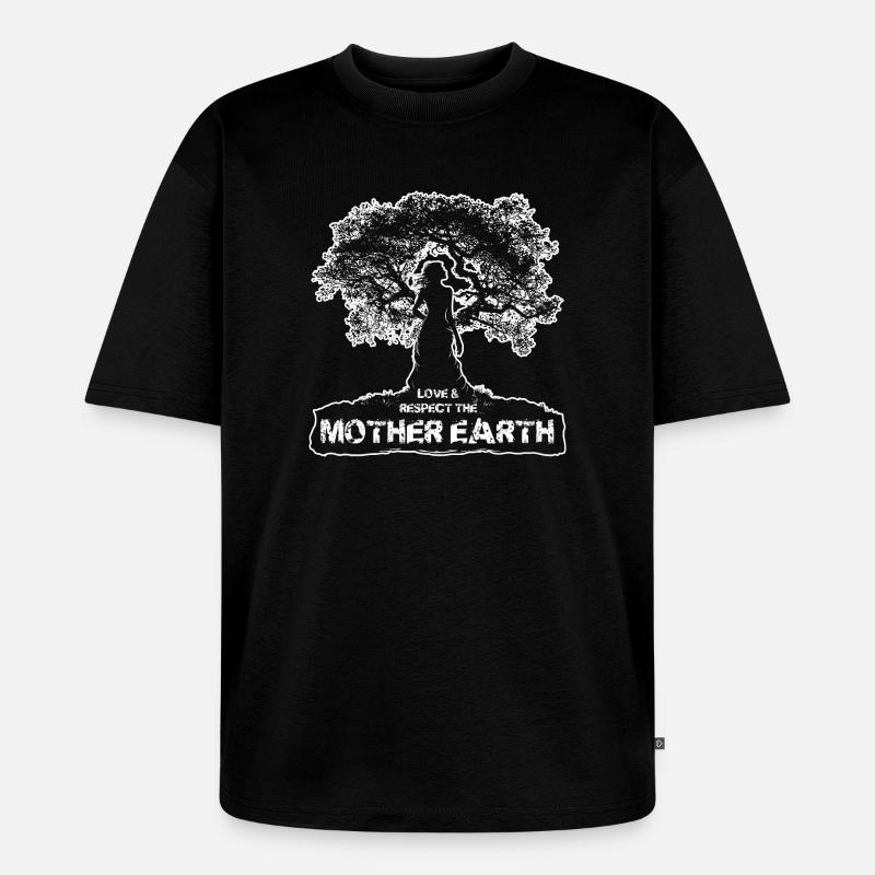 Mutter Erde - Weißes Design - Unisex Premium Oversized Bio T-Shirt - Schwarz