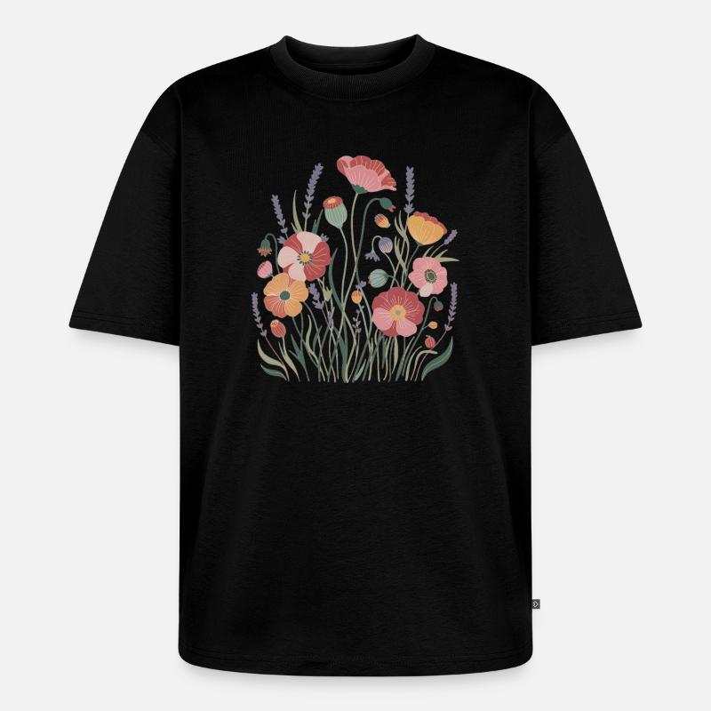 Boho Wildblumen – Blühende Harmonie - Unisex Premium Oversized Bio T-Shirt - Schwarz