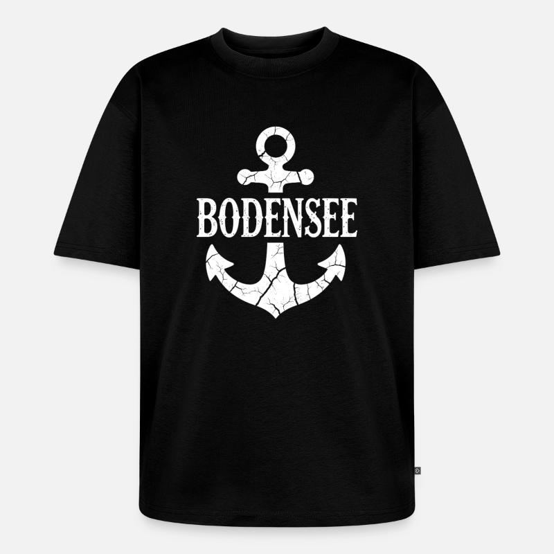 Anker Bodensee Urlaub Schiff - Unisex Premium Oversized Bio T-Shirt - Schwarz