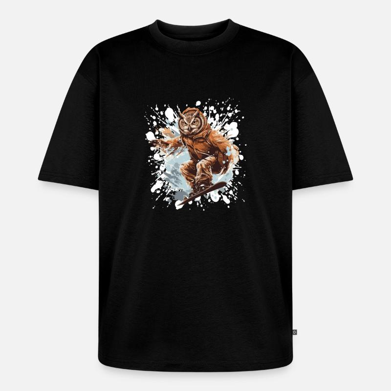 Eule Snowboard - Unisex Premium Oversized Bio T-Shirt - Schwarz