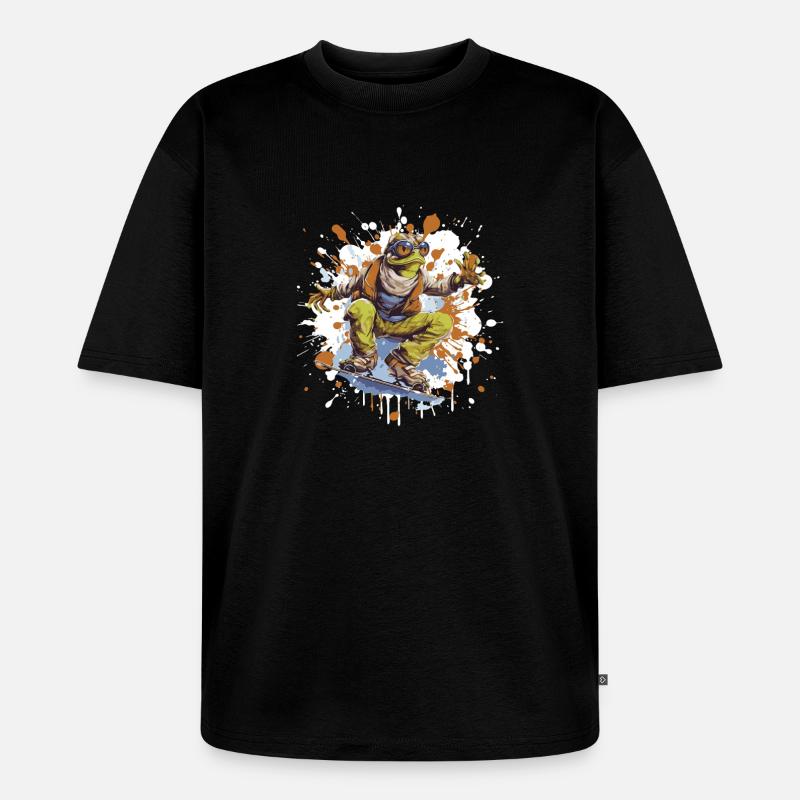 Frosch Snowboard - Unisex Premium Oversized Bio T-Shirt - Schwarz