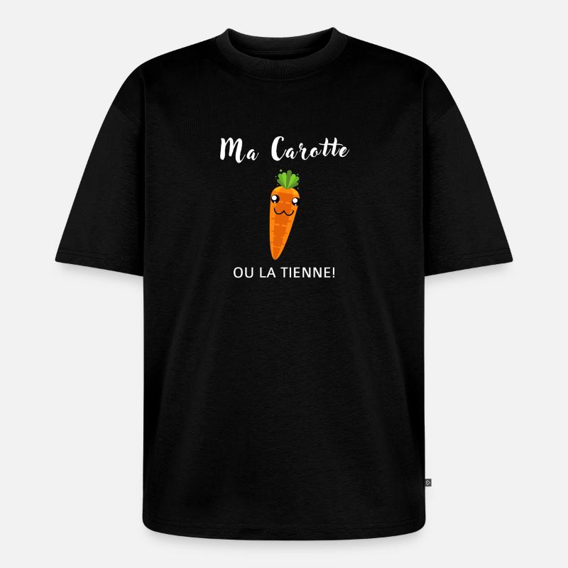Meine lächelnde Karotte oder deine - Unisex Premium Oversized Bio T-Shirt - Schwarz