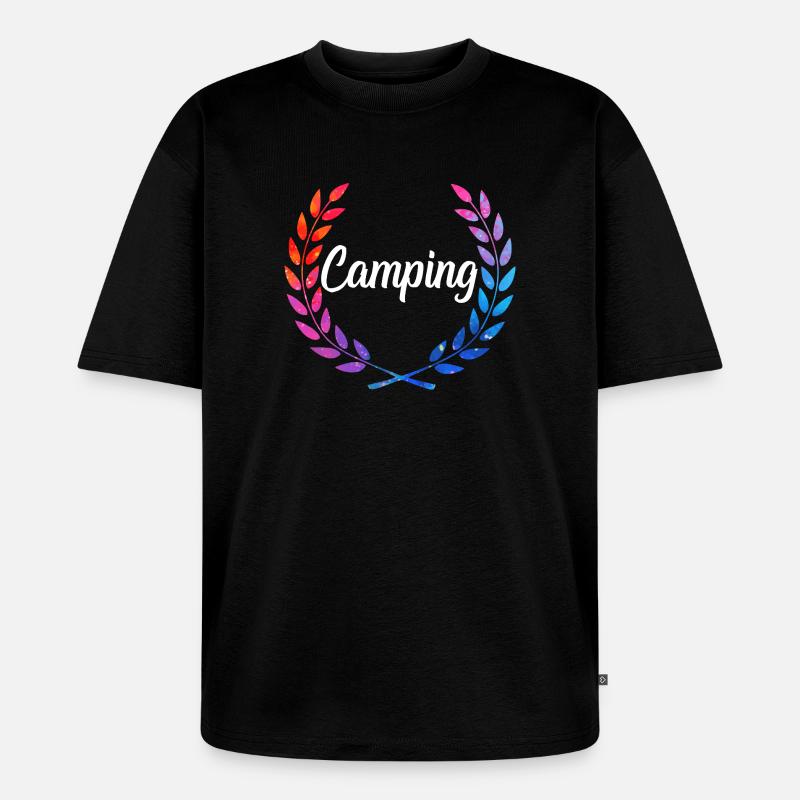 Camping Farblaurel Script - Unisex Premium Oversized Bio T-Shirt - Schwarz