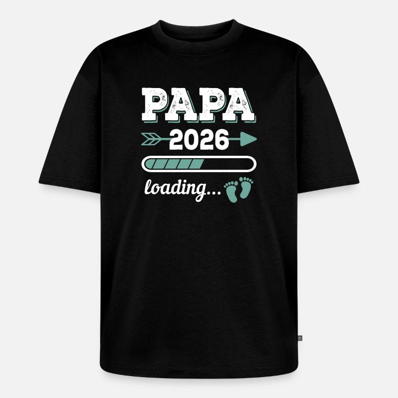 Papa 2026 Loading Werdender Vater Geschenkidee - Unisex Premium Oversized Bio T-Shirt - Schwarz