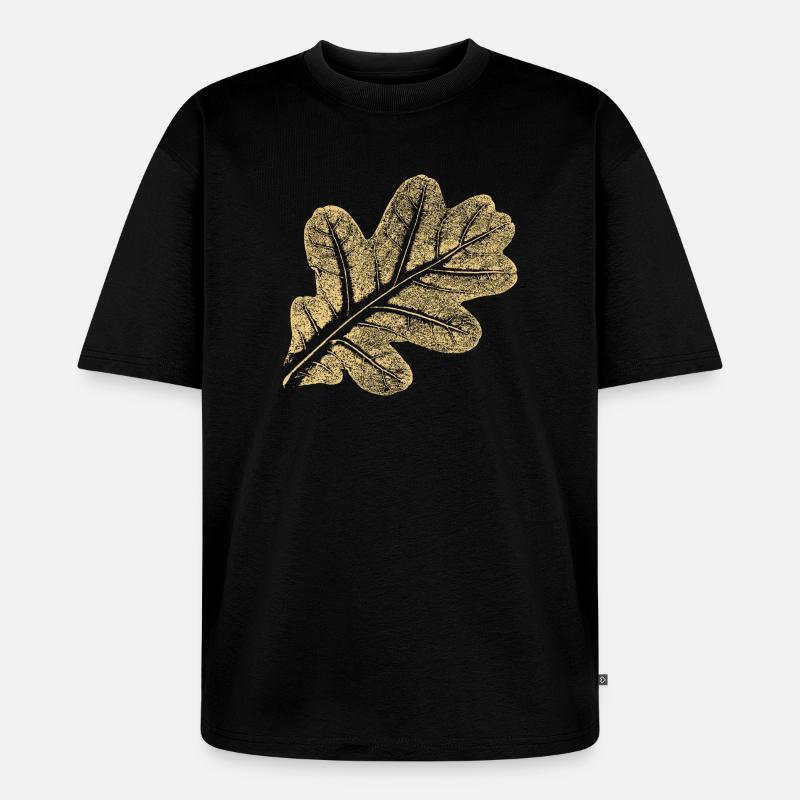 Blatt Eiche / Eichenblatt - Natur Design - Unisex Premium Oversized Bio T-Shirt - Schwarz