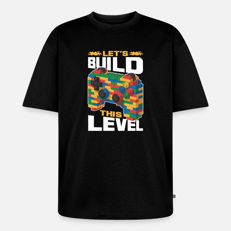 Building Blocks Gamer Gaming Brick Builder - Unisex Premium Oversized Bio T-Shirt - Schwarz