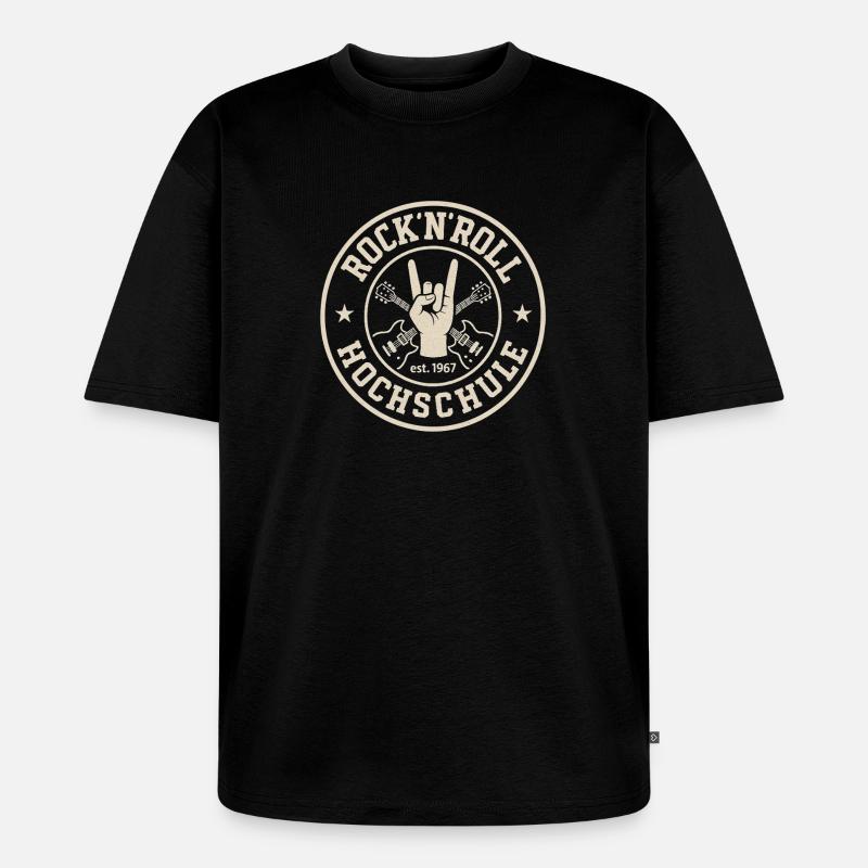 Rock 'n' Roll Hochschule Logo - Unisex Premium Oversized Bio T-Shirt - Schwarz