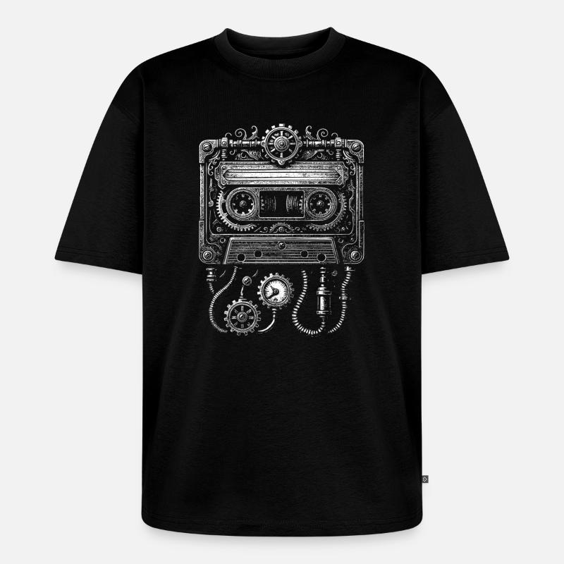 Steampunk Cassette Clockwork - T-shirt Premium bio oversize Unisexe - noir