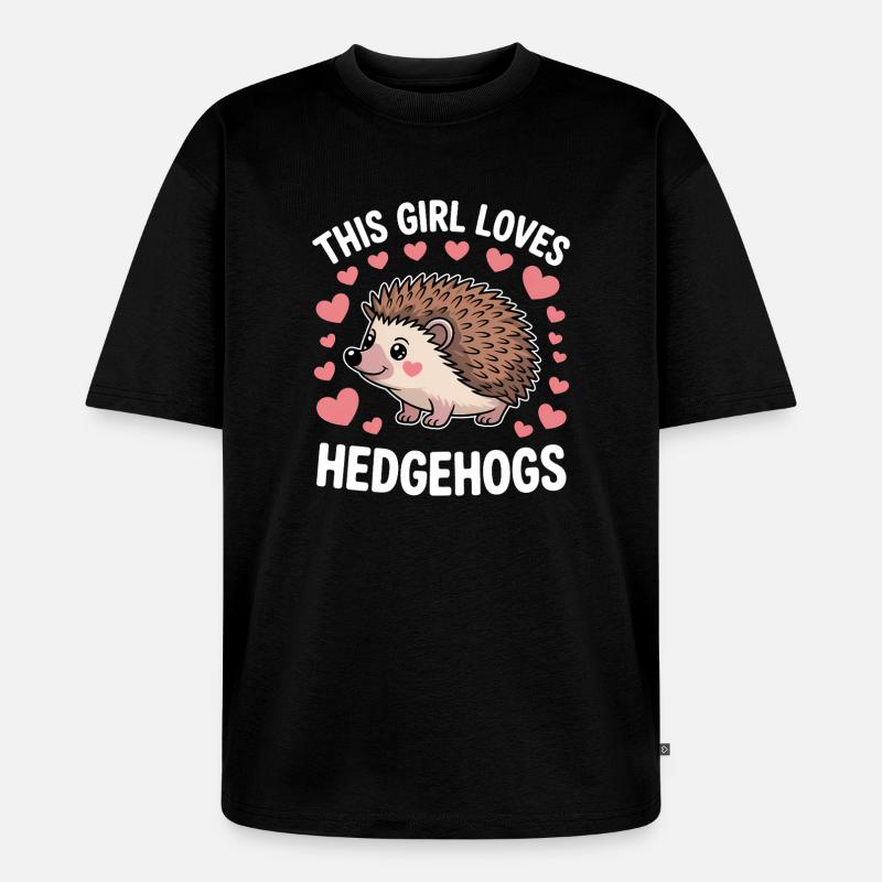 Igel Spruch Mädchen Lustiges Igel Geschenk - Unisex Premium Oversized Bio T-Shirt - Schwarz