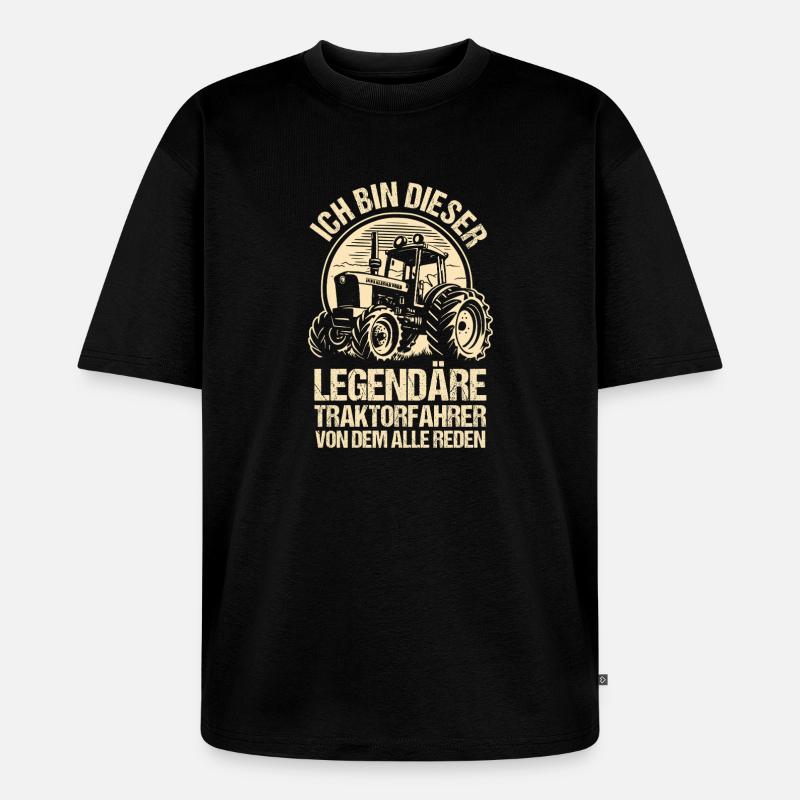 Landwirt Bauernhof Farmer Bauer Traktor - Unisex Premium Oversized Bio T-Shirt - Schwarz