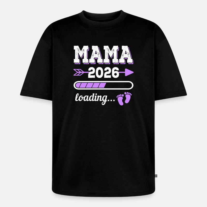Mama 2026 Loading Schwangerschaft Geschenkidee - Unisex Premium Oversized Bio T-Shirt - Schwarz