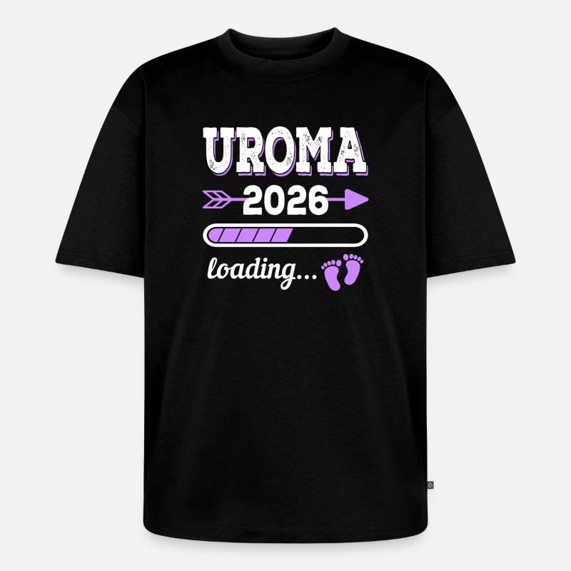 Uroma 2026 Loading Schwangerschaft Geschenkidee - Unisex Premium Oversized Bio T-Shirt - Schwarz