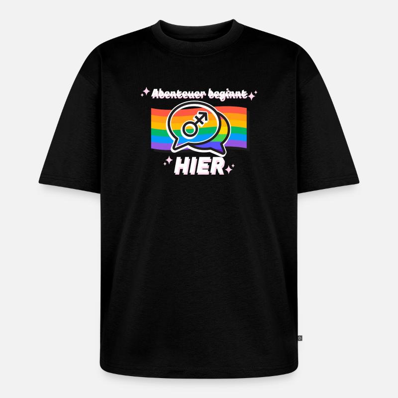 Abenteuer beginnt hier Pride Symbol - Unisex Premium Oversized Bio T-Shirt - Schwarz