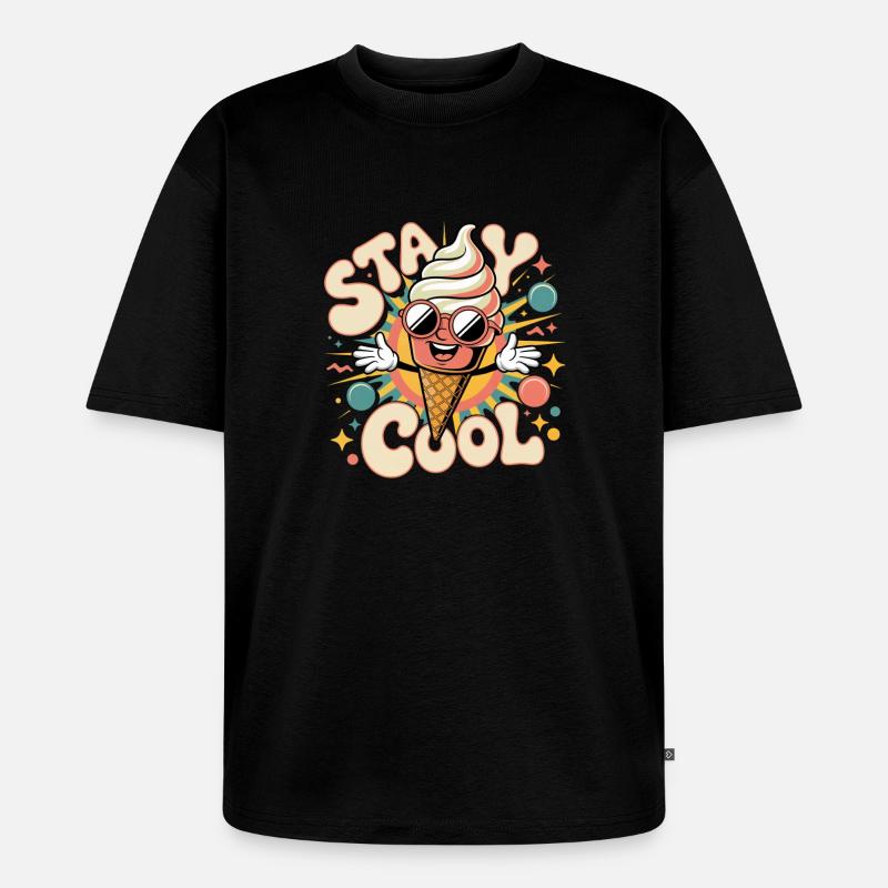 Retro Eiscreme - Unisex Premium Oversized Bio T-Shirt - Schwarz