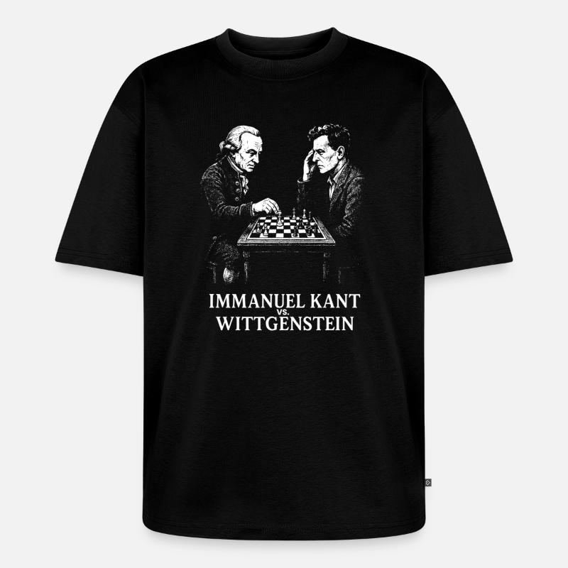 Kant vs Wittgenstein Schachduell - Unisex Premium Oversized Bio T-Shirt - Schwarz