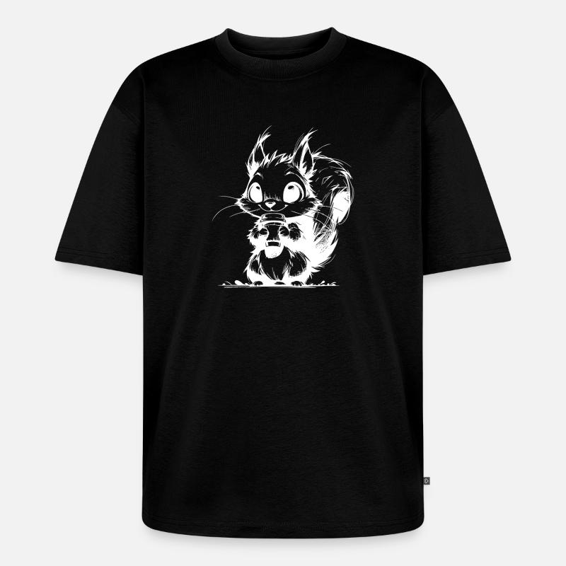 Waldbewohner mit Kaffee Waldrand Kaffeeklatsch - Unisex Premium Oversized Bio T-Shirt - Schwarz