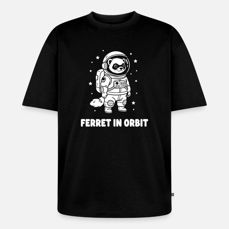 Frettchen im Orbit - Unisex Premium Oversized Bio T-Shirt - Schwarz