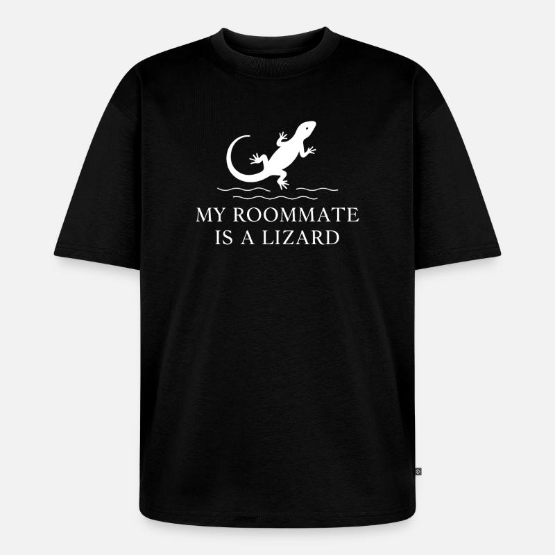 Mein Mitbewohner ist eine Echse - Unisex Premium Oversized Bio T-Shirt - Schwarz