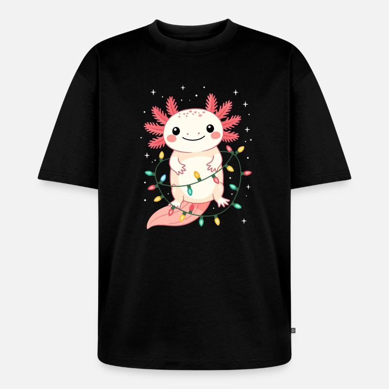 Pull de Noël Axolotl Drôle Mignon - T-shirt Premium bio oversize Unisexe - noir