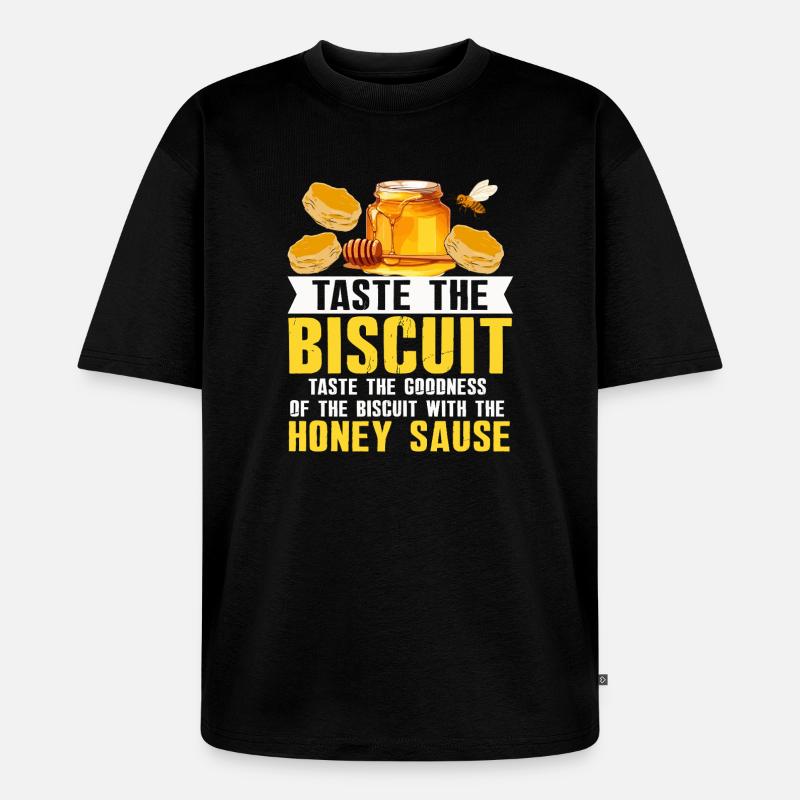 Honey Biscuit Slogan Tee - Unisex Premium Oversized Bio T-Shirt - Schwarz