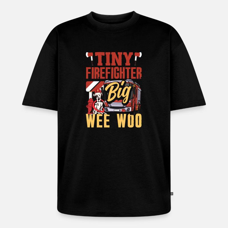 Wee Woo Squad Fire Tiny Firefighter - Unisex Premium Oversized Organic T-Shirt - black