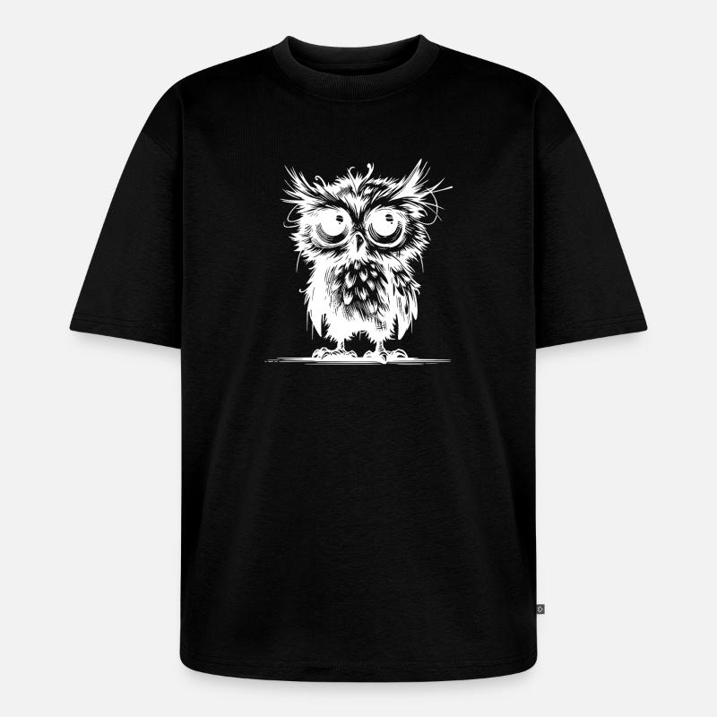 Müde Eulen Wächter des Waldes - Unisex Premium Oversized Bio T-Shirt - Schwarz
