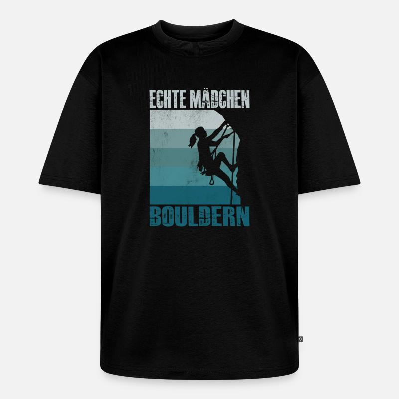 Bouldern Geschenke Klettern Kletterer Boulderer - Unisex Premium Oversized Bio T-Shirt - Schwarz