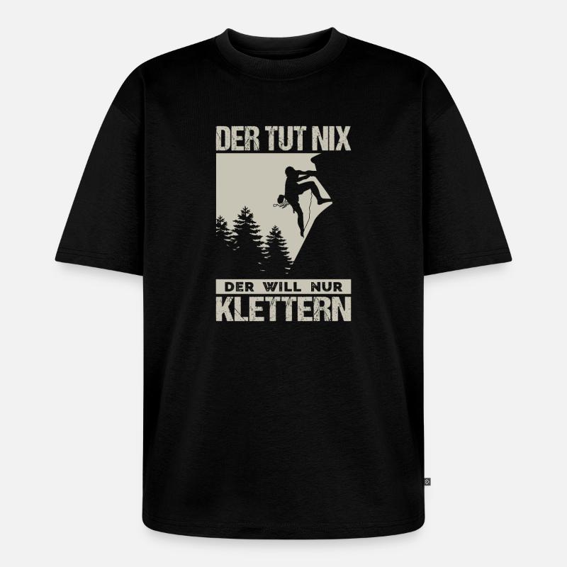 Bouldern Geschenke Klettern Kletterer Boulderer - Unisex Premium Oversized Bio T-Shirt - Schwarz