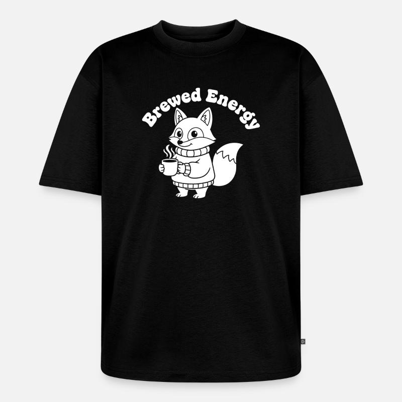 Modèle de pull Coffee Fox - T-shirt Premium bio oversize Unisexe - noir