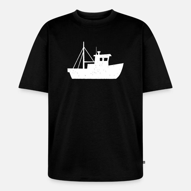 Fischkutter Boot Nordsee Vektor - Unisex Premium Oversized Bio T-Shirt - Schwarz