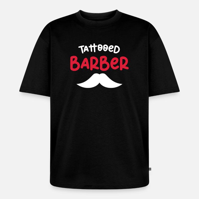 Tattooed Barber Mustache Design - Unisex Premium Oversized Bio T-Shirt - Schwarz