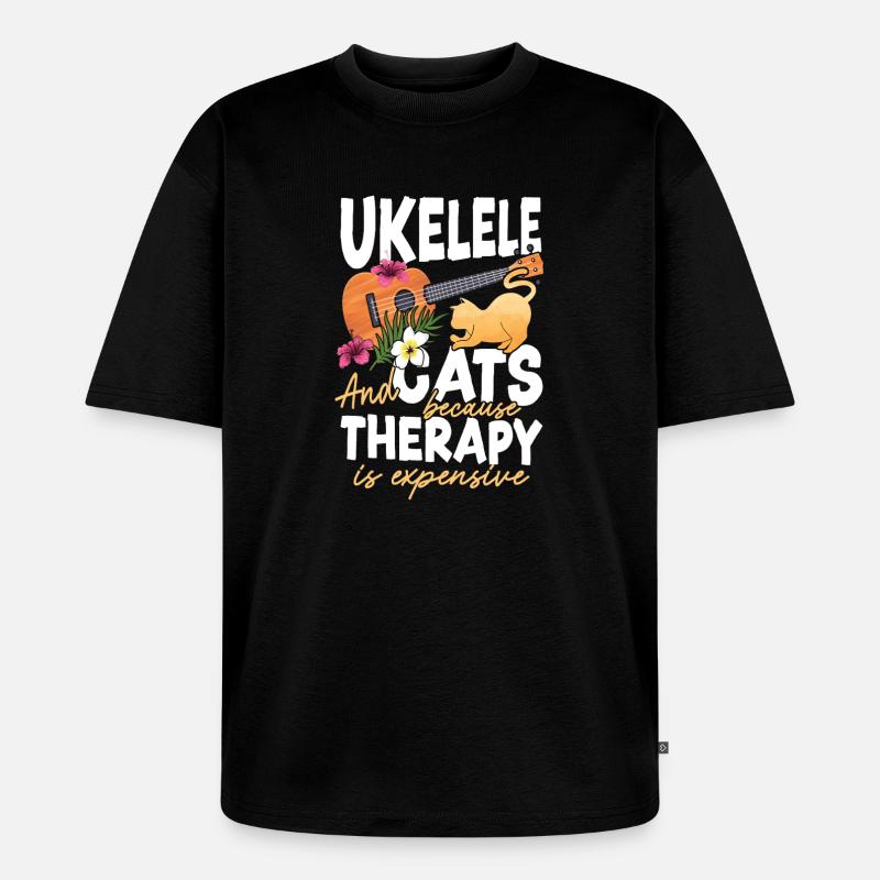 Hawaiian Ukulele Uke Cat Ukulele - Unisex Premium Oversized Bio T-Shirt - Schwarz