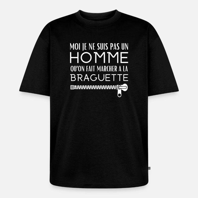 Mit einer Fliege laufen - Unisex Premium Oversized Bio T-Shirt - Schwarz