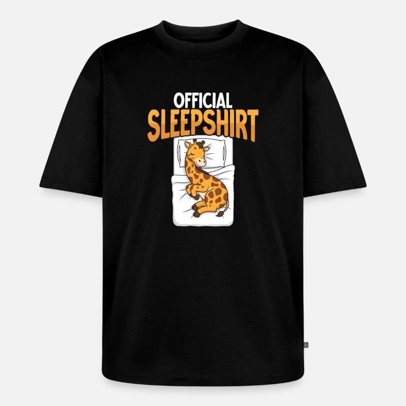 Giraffe im Bett Schlafhemd - Unisex Premium Oversized Bio T-Shirt - Schwarz