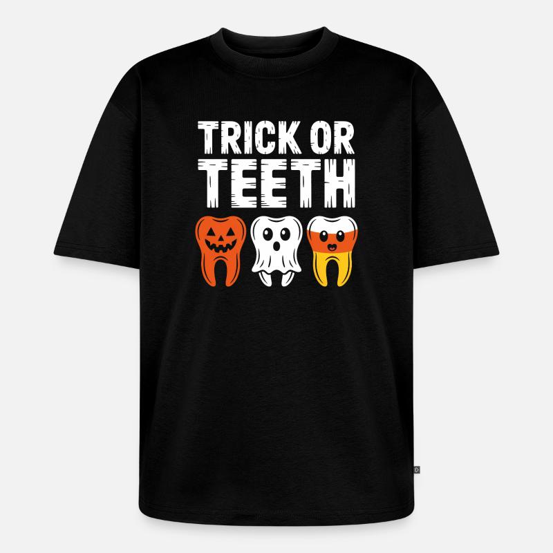 Trick oder Teeth Halloween-Trio - Unisex Premium Oversized Bio T-Shirt - Schwarz