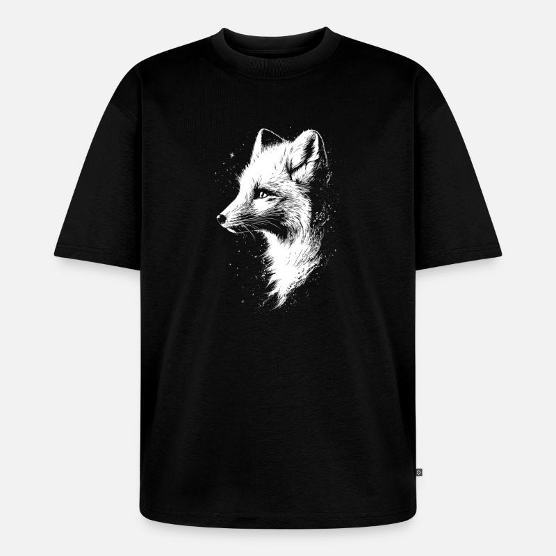 Polarfuchs Schneefuchs Eisfuchs Süßer Weißer Fuchs - Unisex Premium Oversized Bio T-Shirt - Schwarz