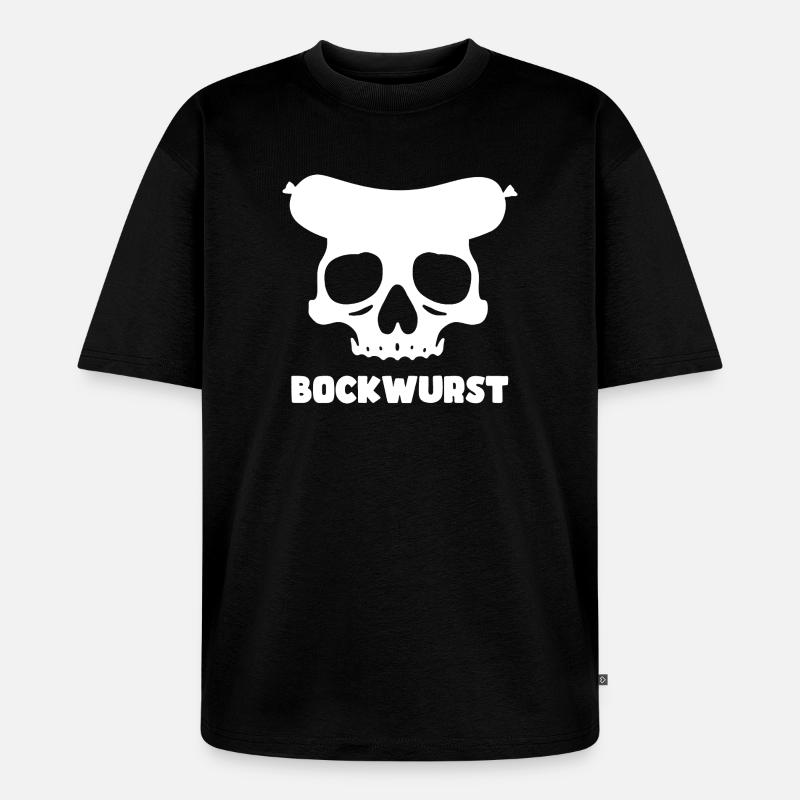 Graphique de crâne de Bockwurst - T-shirt Premium bio oversize Unisexe - noir