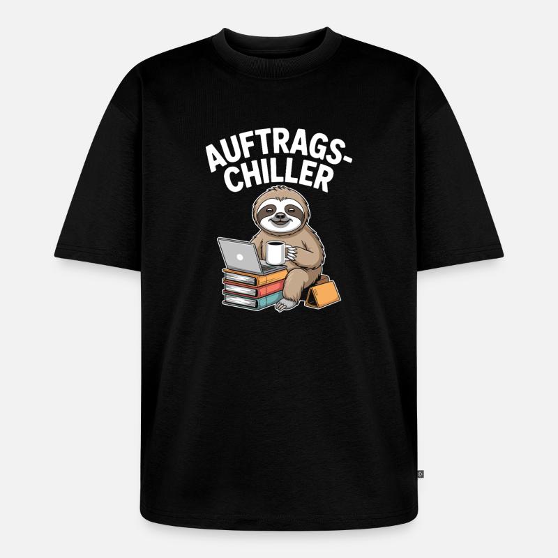Commander Chiller Commander Chiller Bureau Sloth - T-shirt Premium bio oversize Unisexe - noir