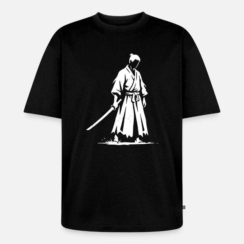 Sad Ronin Samurai Warrior - Unisex Premium Oversized Organic T-Shirt - black