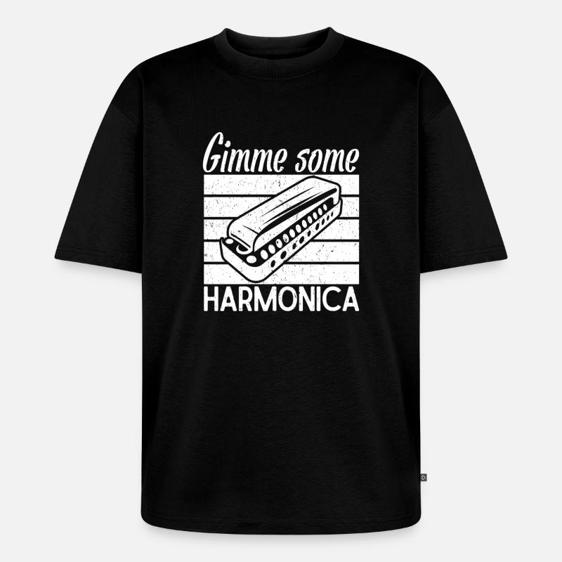 Harmonica Musican Gimme Some Harmonica - Unisex Premium Oversized Bio T-Shirt - Schwarz