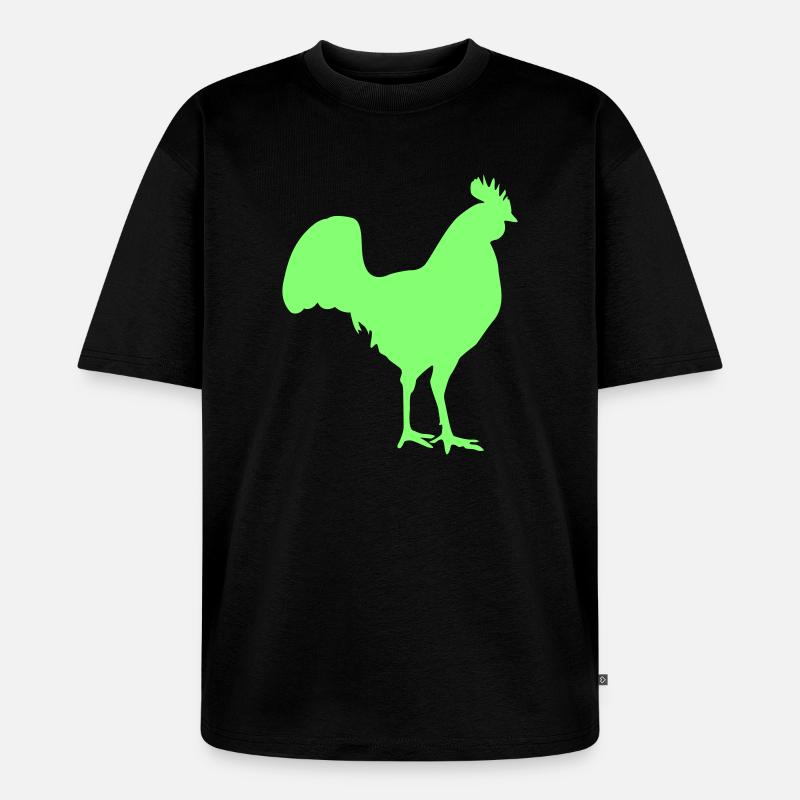 Hahn Rooster Silhouette - Unisex Premium Oversized Bio T-Shirt - Schwarz
