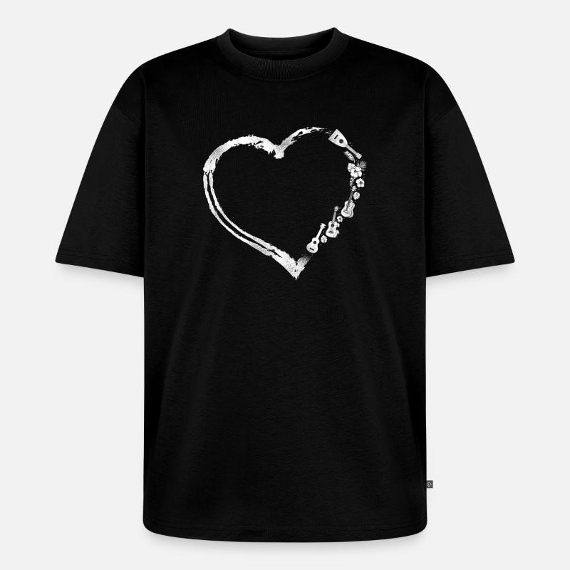 Hawaiian Ukulele Uke Heart - Unisex Premium Oversized Bio T-Shirt - Schwarz