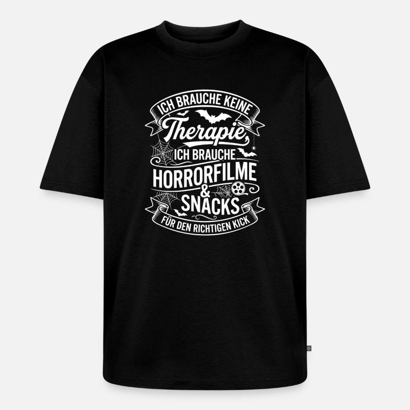 Horrorfilme & Snacks Kick - Unisex Premium Oversized Bio T-Shirt - Schwarz