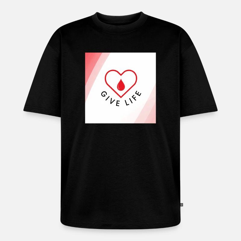 Schenken Sie Leben: Blutspenderherz - Unisex Premium Oversized Bio T-Shirt - Schwarz