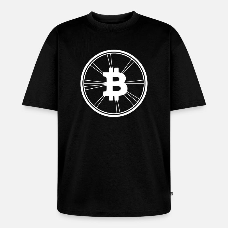 Bitcoin Logo Modern Wireframe Krypto - Unisex Premium Oversized Bio T-Shirt - Schwarz
