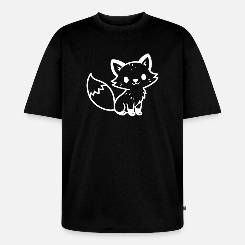 Fuchs Niedlich Comic - Unisex Premium Oversized Bio T-Shirt - Schwarz
