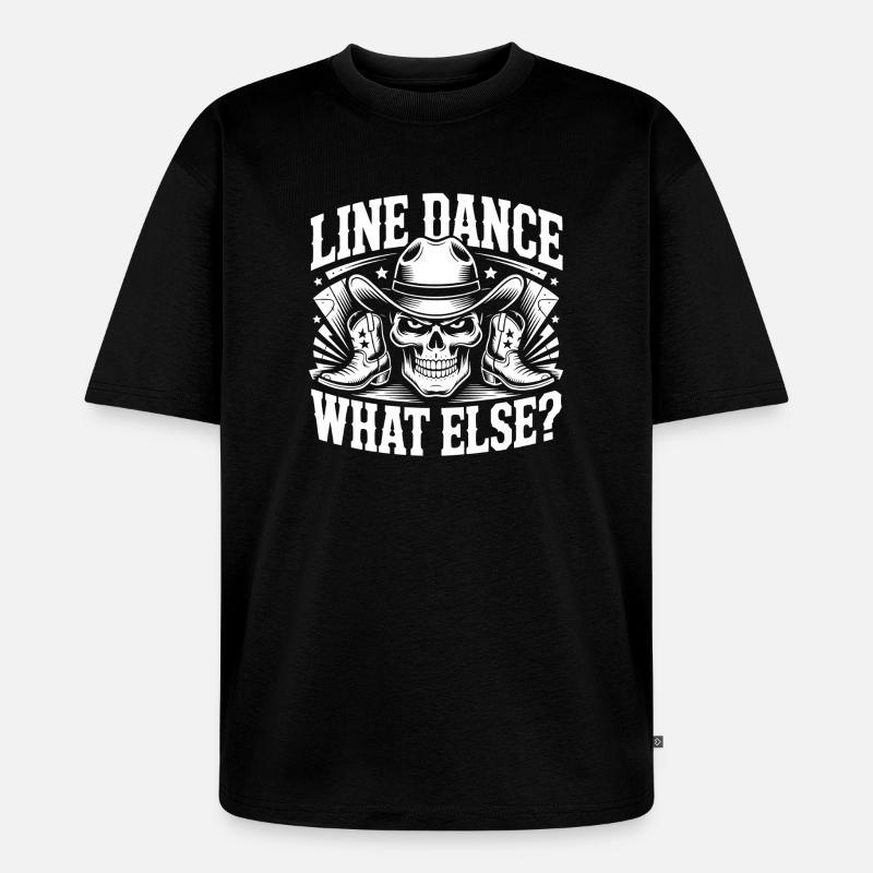 Line Dance Schädel Cowboy - Unisex Premium Oversized Bio T-Shirt - Schwarz