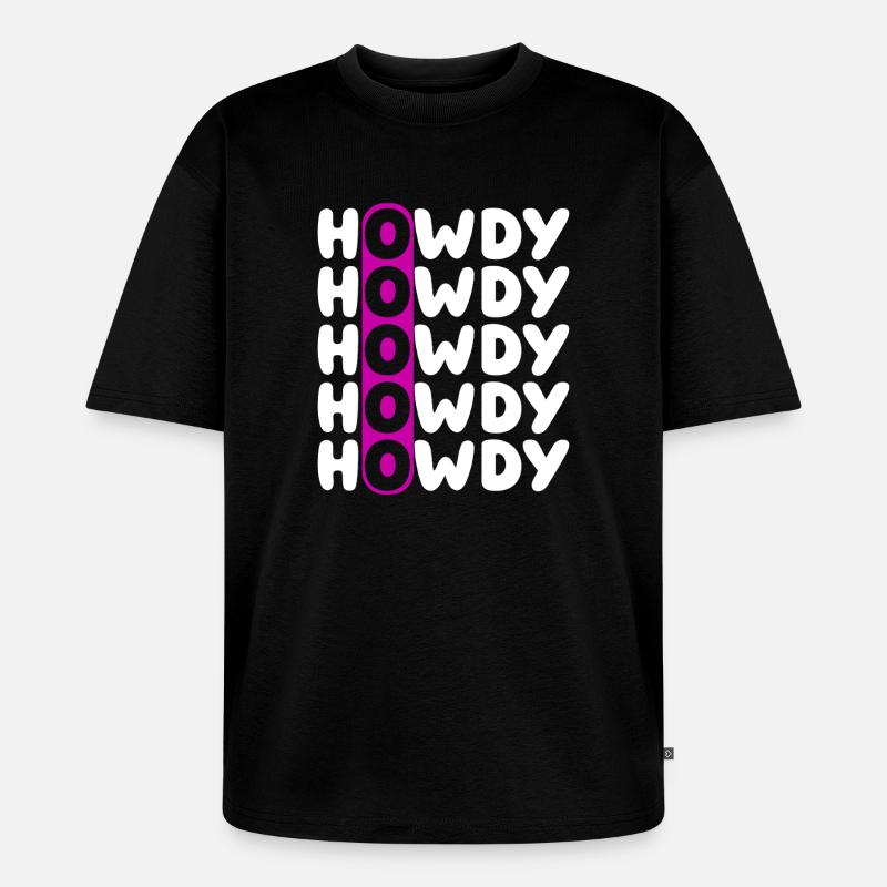Howdy Repeat O Western Pattern - T-shirt Premium bio oversize Unisexe - noir
