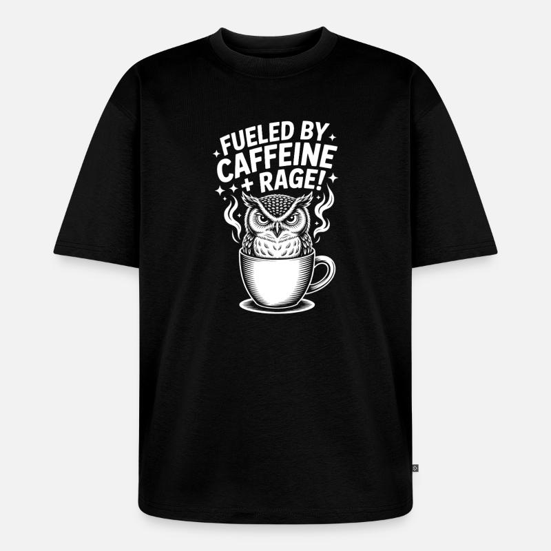 Kaffee Sprüche Koffein Lustiges Kaffee Geschenk - Unisex Premium Oversized Bio T-Shirt - Schwarz