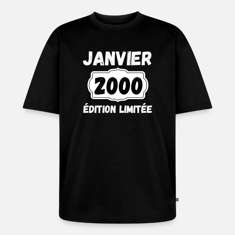 Januar 2000 26-jähriges Jubiläumsgeschenk Januar - Unisex Premium Oversized Bio T-Shirt - Schwarz